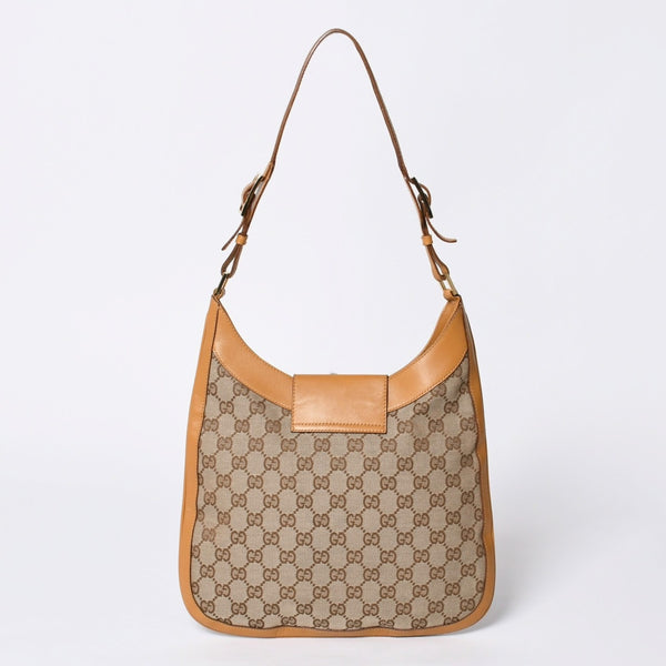 GUCCI Gucci Hobo One Shoulder Handbag 001 4129 001013 GG Canvas Leather Beige Gold Hardware Good Condition Used 4a000188