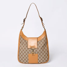画像をギャラリービューアに読み込む, GUCCI グッチ ホーボー ワンショルダー ハンドバッグ 001 4129 001013 GGキャンバス レザー ベージュ ゴールド金具 美品 中古 4a000188