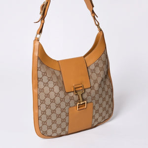 GUCCI Gucci Hobo One Shoulder Handbag 001 4129 001013 GG Canvas Leather Beige Gold Hardware Good Condition Used 4a000188