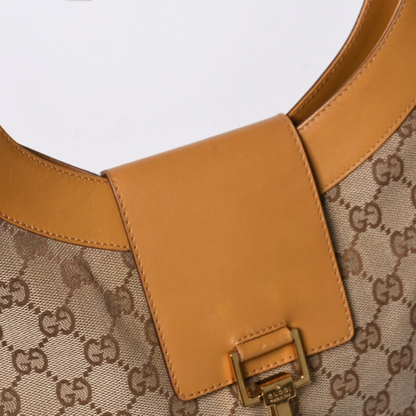 GUCCI Gucci Hobo One Shoulder Handbag 001 4129 001013 GG Canvas Leather Beige Gold Hardware Good Condition Used 4a000188