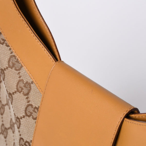 GUCCI Gucci Hobo One Shoulder Handbag 001 4129 001013 GG Canvas Leather Beige Gold Hardware Good Condition Used 4a000188
