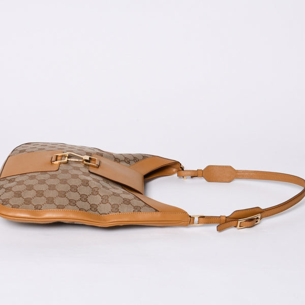 GUCCI Gucci Hobo One Shoulder Handbag 001 4129 001013 GG Canvas Leather Beige Gold Hardware Good Condition Used 4a000188
