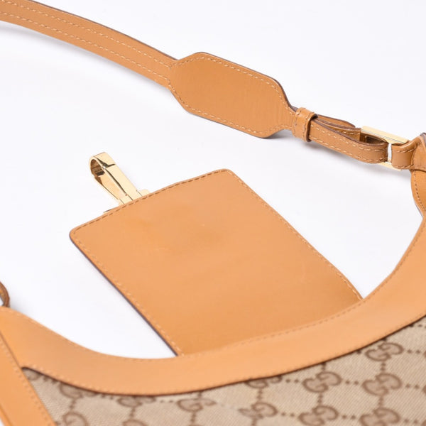 GUCCI Gucci Hobo One Shoulder Handbag 001 4129 001013 GG Canvas Leather Beige Gold Hardware Good Condition Used 4a000188