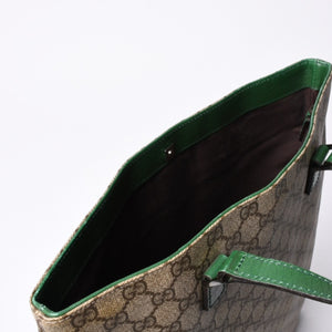 GUCCI グッチ GG スプリーム 131258 グリーン×ブラウン Tote Bag トートバッグ PVC レザー 良品 中古 4a000397