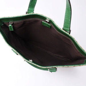 GUCCI グッチ GG スプリーム 131258 グリーン×ブラウン Tote Bag トートバッグ PVC レザー 良品 中古 4a000397
