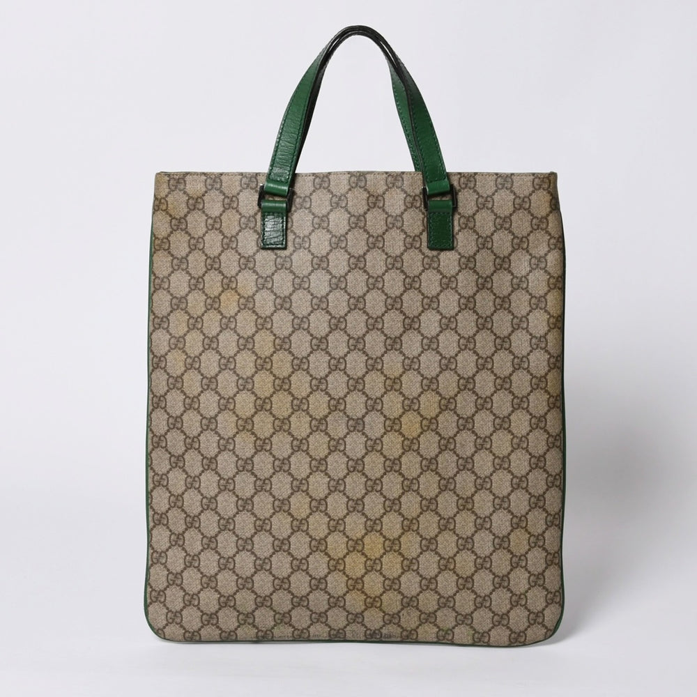 GUCCI グッチ GG スプリーム 131258 グリーン×ブラウン Tote Bag トートバッグ PVC レザー 良品 中古 4a000397