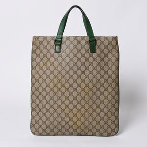 GUCCI グッチ GG スプリーム 131258 グリーン×ブラウン Tote Bag トートバッグ PVC レザー 良品 中古 4a000397