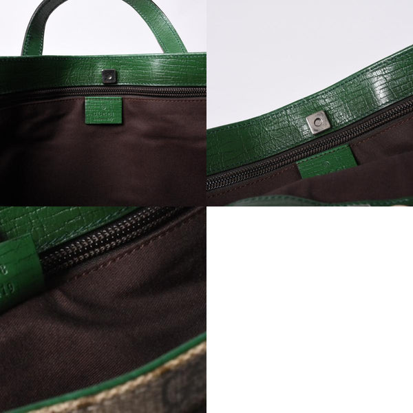 GUCCI グッチ GG スプリーム 131258 グリーン×ブラウン Tote Bag トートバッグ PVC レザー 良品 中古 4a000397