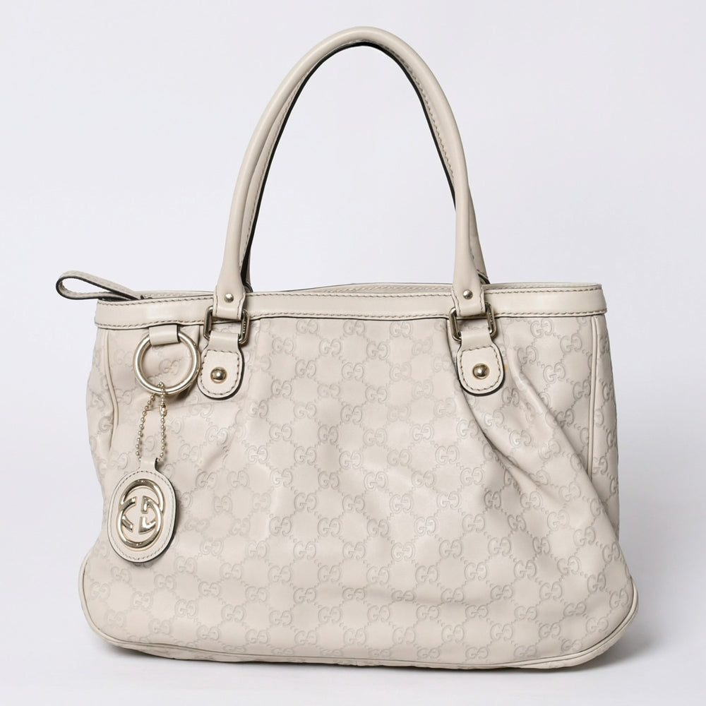 GUCCI グッチ ハンドバッグ 296835 002123 GG柄 レザー アイボリー ゴールド金具 美品 中古 4a000221