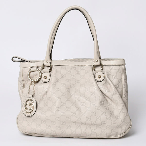GUCCI Gucci Handbag 296835 002123 GG Pattern Leather Ivory Gold Hardware Good Condition Used 4a000221