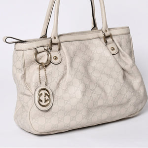 GUCCI Gucci Handbag 296835 002123 GG Pattern Leather Ivory Gold Hardware Good Condition Used 4a000221