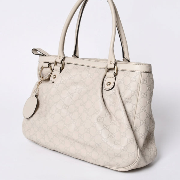 GUCCI Gucci Handbag 296835 002123 GG Pattern Leather Ivory Gold Hardware Good Condition Used 4a000221