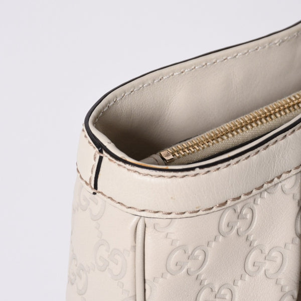 GUCCI Gucci Handbag 296835 002123 GG Pattern Leather Ivory Gold Hardware Good Condition Used 4a000221