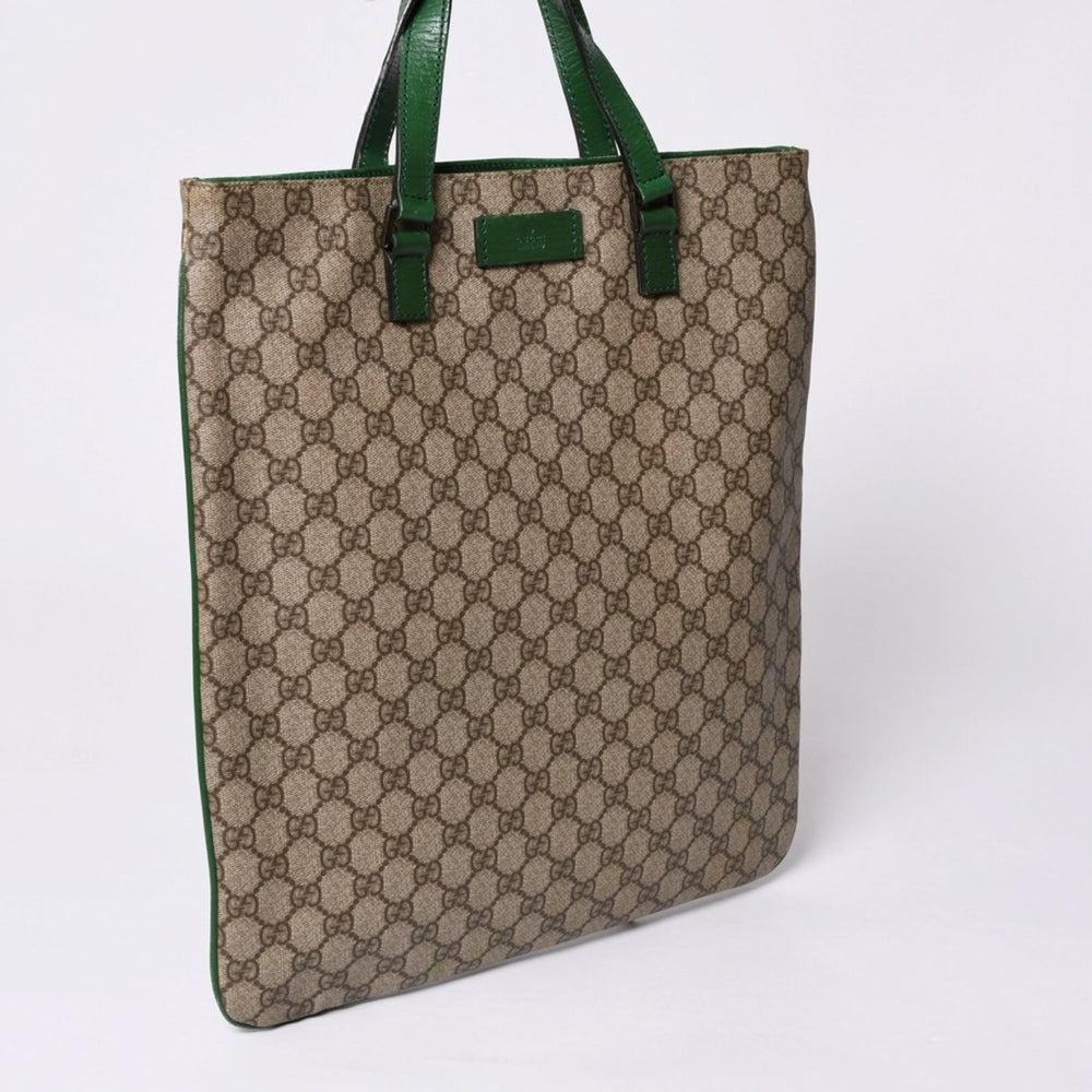 GUCCI グッチ GG スプリーム 131258 グリーン×ブラウン Tote Bag トートバッグ PVC レザー 良品 中古 4a000397