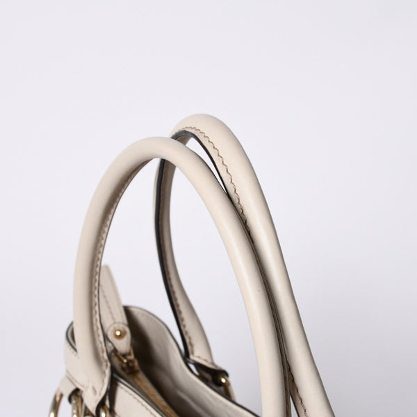 GUCCI Gucci Handbag 296835 002123 GG Pattern Leather Ivory Gold Hardware Good Condition Used 4a000221