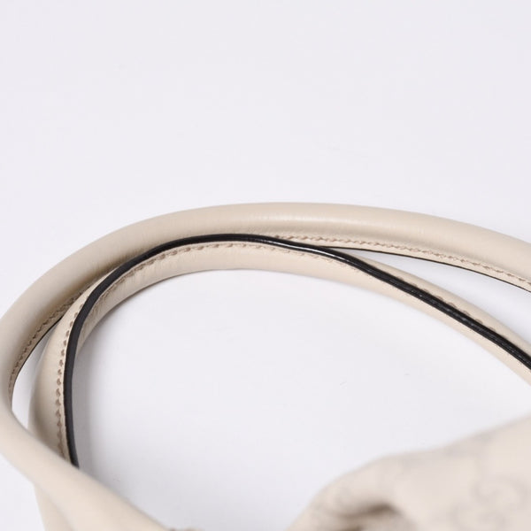 GUCCI Gucci Handbag 296835 002123 GG Pattern Leather Ivory Gold Hardware Good Condition Used 4a000221