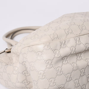GUCCI Gucci Handbag 296835 002123 GG Pattern Leather Ivory Gold Hardware Good Condition Used 4a000221