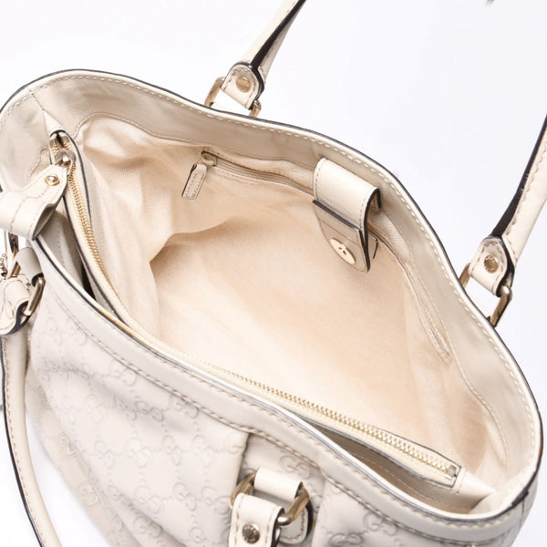 GUCCI Gucci Handbag 296835 002123 GG Pattern Leather Ivory Gold Hardware Good Condition Used 4a000221