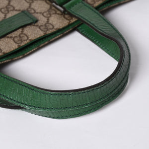 GUCCI グッチ GG スプリーム 131258 グリーン×ブラウン Tote Bag トートバッグ PVC レザー 良品 中古 4a000397
