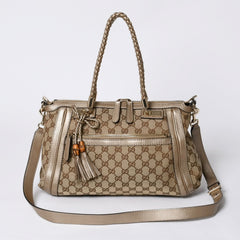 Very good condition GUCCI 2WAY shoulder handbag 232300 306631 GG canvas leather beige used 4a000206