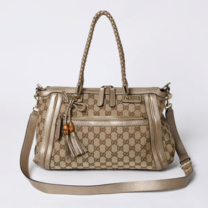 Very good condition GUCCI 2WAY shoulder handbag 232300 306631 GG canvas leather beige used 4a000206