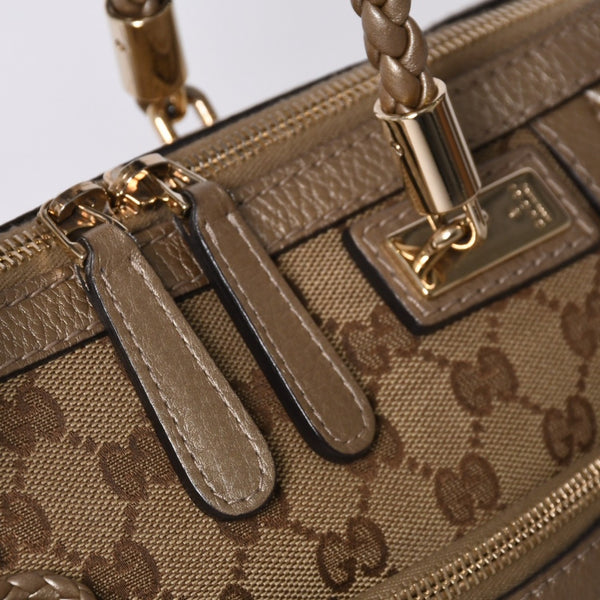Very good condition GUCCI 2WAY shoulder handbag 232300 306631 GG canvas leather beige used 4a000206