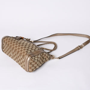 Very good condition GUCCI 2WAY shoulder handbag 232300 306631 GG canvas leather beige used 4a000206
