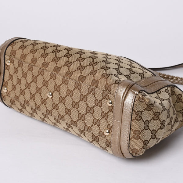 Very good condition GUCCI 2WAY shoulder handbag 232300 306631 GG canvas leather beige used 4a000206