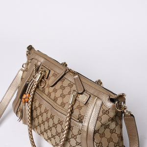 Very good condition GUCCI 2WAY shoulder handbag 232300 306631 GG canvas leather beige used 4a000206