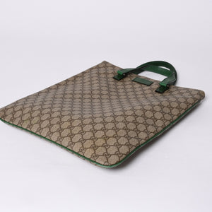 GUCCI グッチ GG スプリーム 131258 グリーン×ブラウン Tote Bag トートバッグ PVC レザー 良品 中古 4a000397