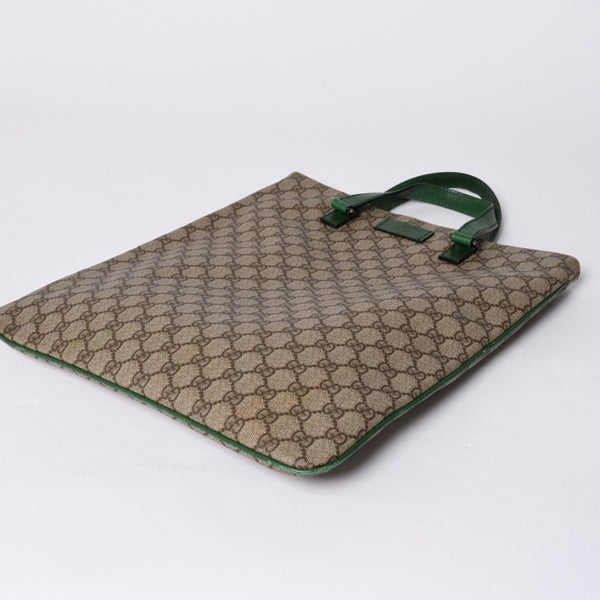 GUCCI グッチ GG スプリーム 131258 グリーン×ブラウン Tote Bag トートバッグ PVC レザー 良品 中古 4a000397
