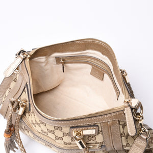 Very good condition GUCCI 2WAY shoulder handbag 232300 306631 GG canvas leather beige used 4a000206