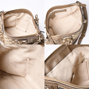 Very good condition GUCCI 2WAY shoulder handbag 232300 306631 GG canvas leather beige used 4a000206
