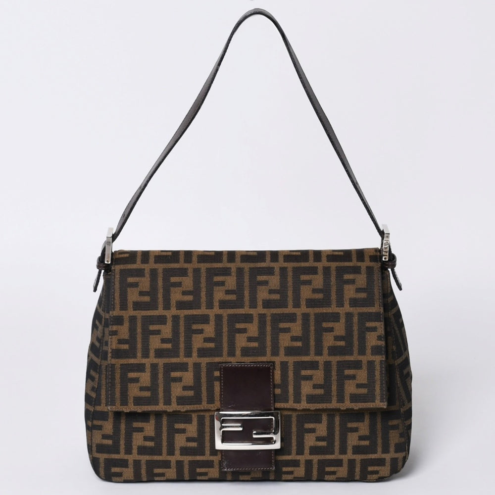FENDI フェンディ マンマバケット ワンショルダーバッグ 26325 ズッカ柄 ブラウン シルバー金具 美品 中古 4a000403