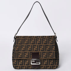 FENDI フェンディ マンマバケット ワンショルダーバッグ 26325 ズッカ柄 ブラウン シルバー金具 美品 中古 4a000403