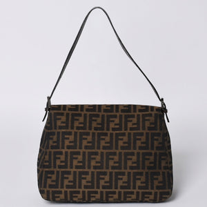 FENDI フェンディ マンマバケット ワンショルダーバッグ 26325 ズッカ柄 ブラウン シルバー金具 美品 中古 4a000403
