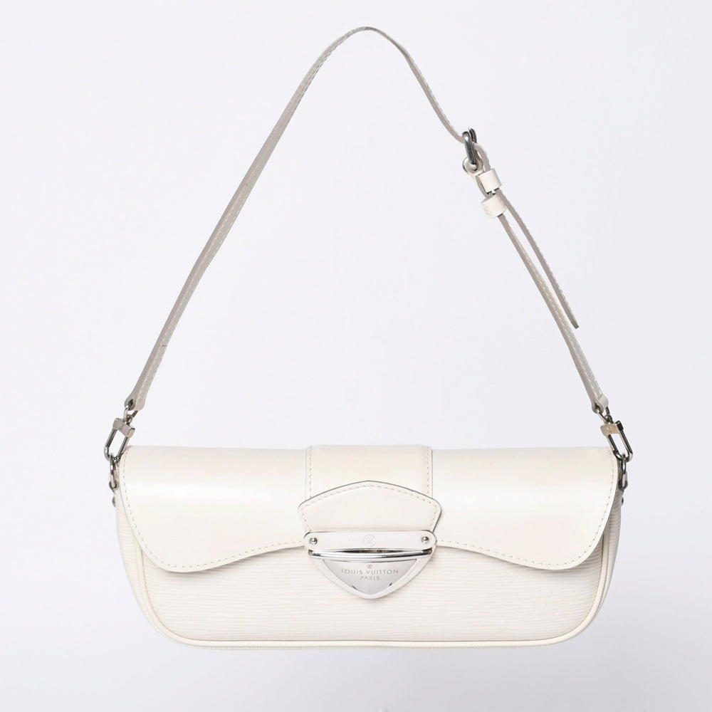 LOUIS VUITTON Epi Pochette Montaigne One Shoulder Bag M5929J White Silver Hardware Good Condition Used 4a000921