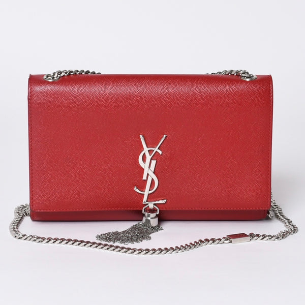 SAINT LAURENT サンローラン YSLロゴ 0518 Shoulder Bag ショルダーバッグ 斜め掛け レッド 美品 中古 4a000504
