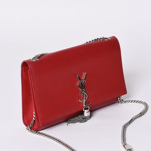 SAINT LAURENT サンローラン YSLロゴ 0518 Shoulder Bag ショルダーバッグ 斜め掛け レッド 美品 中古 4a000504