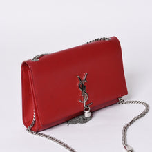 画像をギャラリービューアに読み込む, SAINT LAURENT サンローラン YSLロゴ 0518 Shoulder Bag ショルダーバッグ 斜め掛け レッド 美品 中古 4a000504