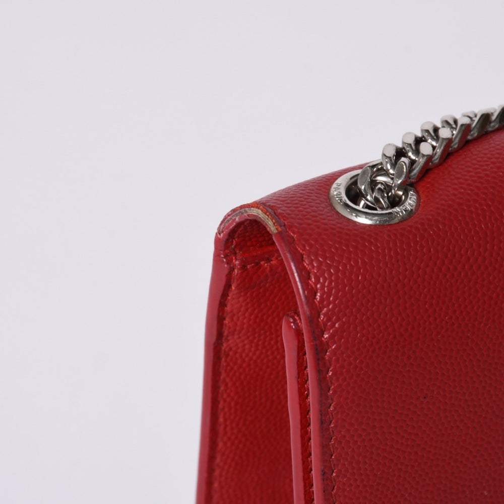 SAINT LAURENT YSL Logo 0518 Shoulder Bag Crossbody Red Good Condition Used 4a000504