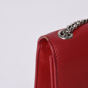 SAINT LAURENT サンローラン YSLロゴ 0518 Shoulder Bag ショルダーバッグ 斜め掛け レッド 美品 中古 4a000504