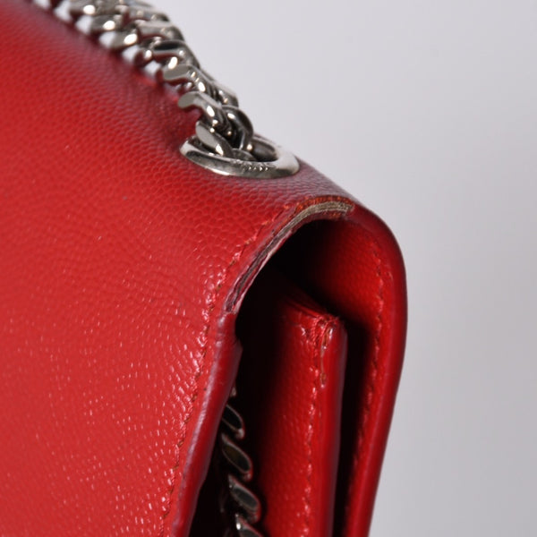 SAINT LAURENT サンローラン YSLロゴ 0518 Shoulder Bag ショルダーバッグ 斜め掛け レッド 美品 中古 4a000504