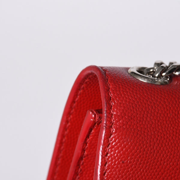 SAINT LAURENT サンローラン YSLロゴ 0518 Shoulder Bag ショルダーバッグ 斜め掛け レッド 美品 中古 4a000504