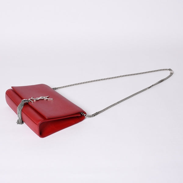 SAINT LAURENT サンローラン YSLロゴ 0518 Shoulder Bag ショルダーバッグ 斜め掛け レッド 美品 中古 4a000504