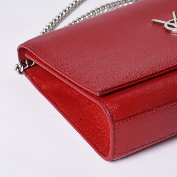 SAINT LAURENT サンローラン YSLロゴ 0518 Shoulder Bag ショルダーバッグ 斜め掛け レッド 美品 中古 4a000504