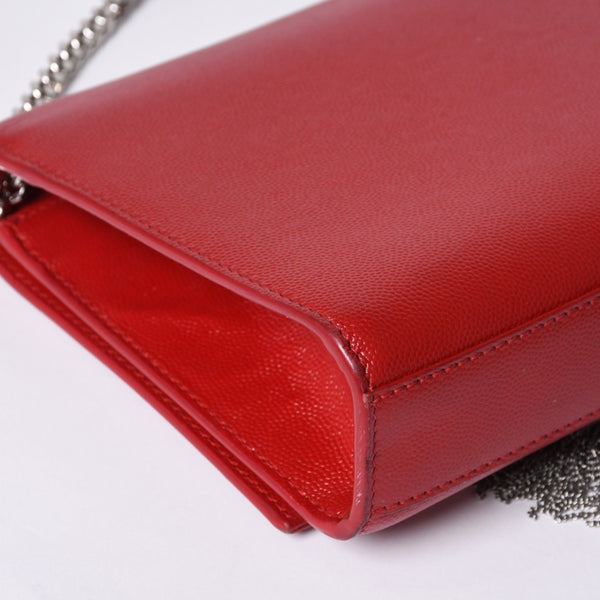 SAINT LAURENT サンローラン YSLロゴ 0518 Shoulder Bag ショルダーバッグ 斜め掛け レッド 美品 中古 4a000504