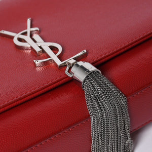 SAINT LAURENT サンローラン YSLロゴ 0518 Shoulder Bag ショルダーバッグ 斜め掛け レッド 美品 中古 4a000504