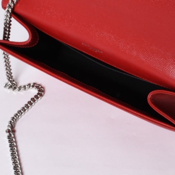 SAINT LAURENT サンローラン YSLロゴ 0518 Shoulder Bag ショルダーバッグ 斜め掛け レッド 美品 中古 4a000504
