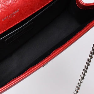 SAINT LAURENT サンローラン YSLロゴ 0518 Shoulder Bag ショルダーバッグ 斜め掛け レッド 美品 中古 4a000504